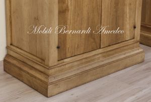 Cabinet in solid walnut wood with antique light color finish
